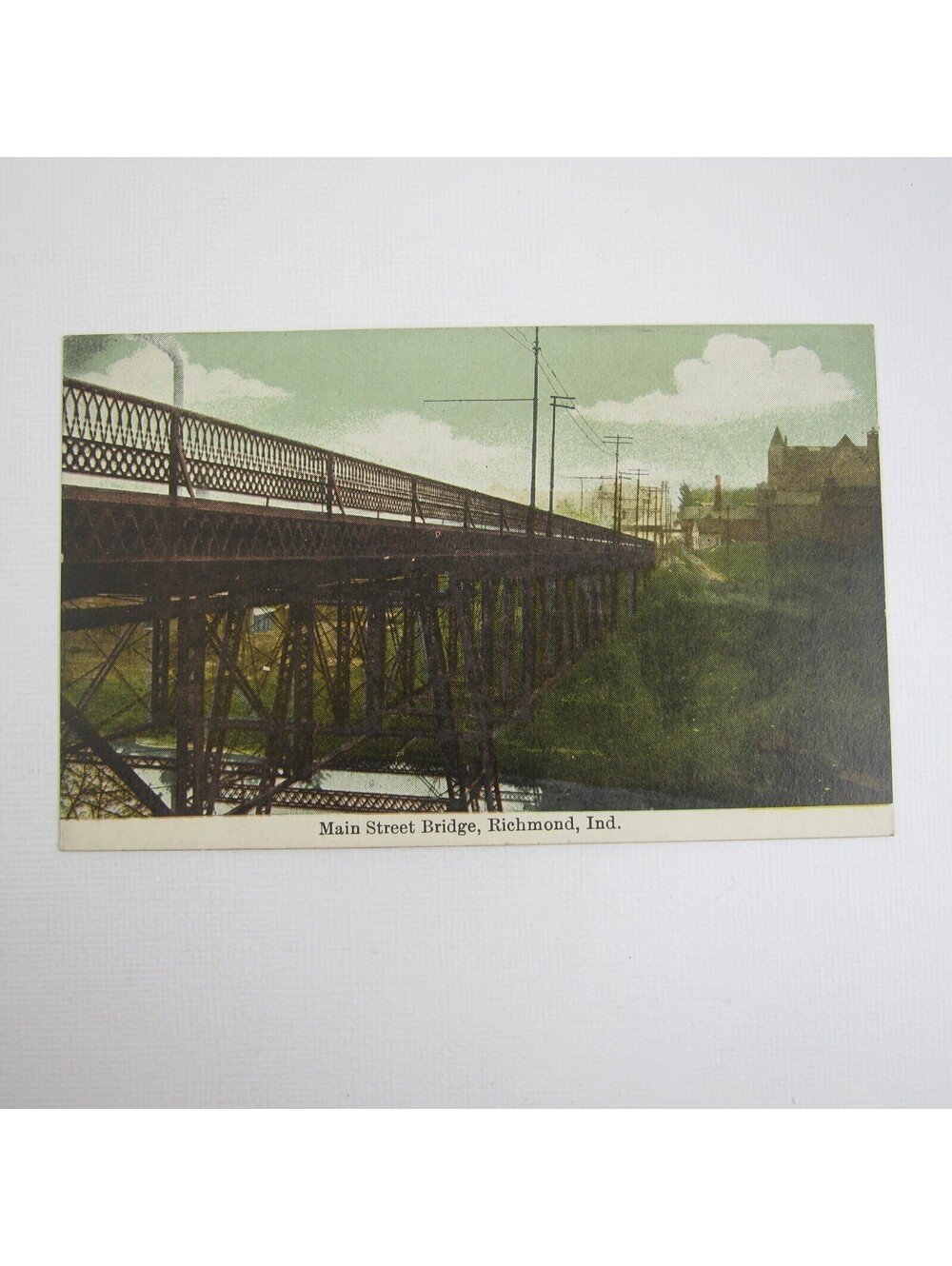 Antique Richmond Indiana Postcard Main Street Bridge circa 1910 UNPOSTED